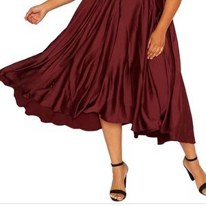 Red high waist skirt